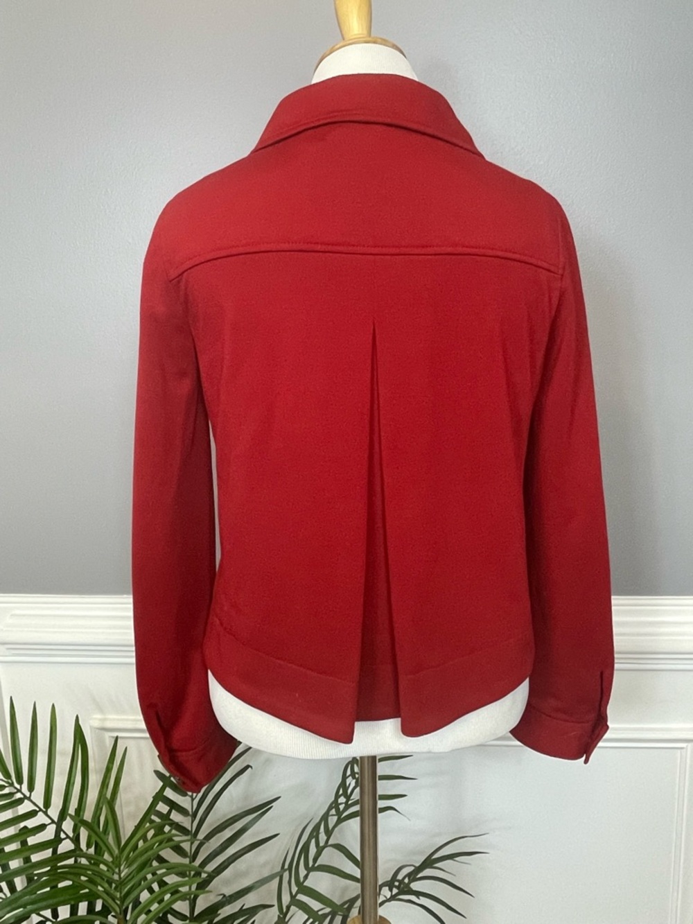 Ann Taylor Red Rounded-Collar Button Jacket - Picture 3 of 6